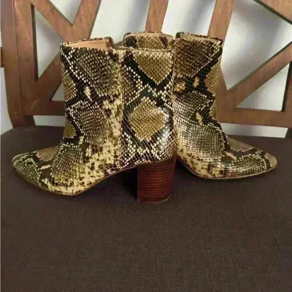 MADEWELL FIONA BOOTS SNAKE EMBOSSED LEATHER STACKED HEEL PONITY TOE 6 1/2 - Picture 5 of 6